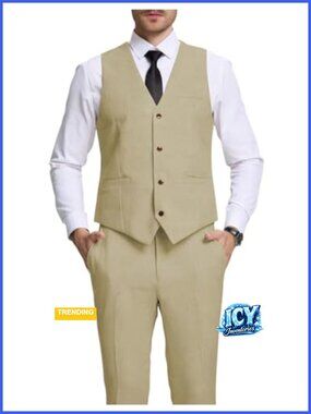 Men's Linen 2-Piece Vest & Pants Suit Set for Wedding